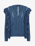 Gilet boutonné à bandes volantées - Bleu pétrole - 1