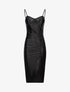 Robe satinée échancrée à plis - Noir - 1