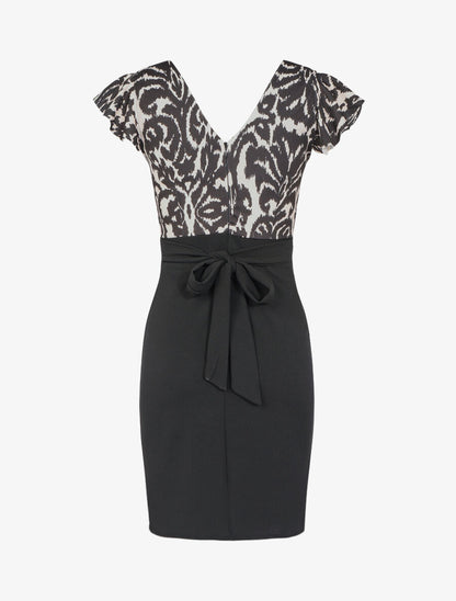 Robe fourreau à imprimé graphique - Beige/noir - 2