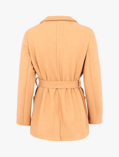 Manteau à bouton contrastant - Camel - 2