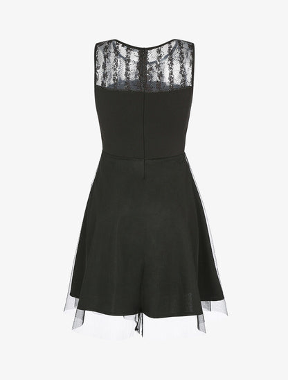 Robe sans manches en résille et sequins - Noir - 2