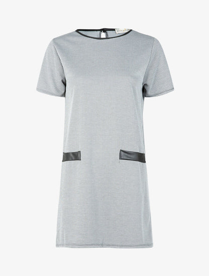 Robe manches courtes à imprimés - Noir/blanc - 1