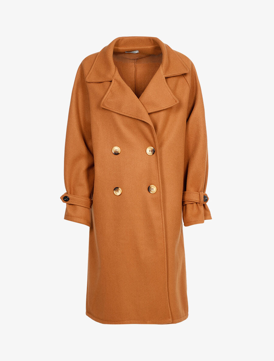 Manteau long en feutre - Camel - 1