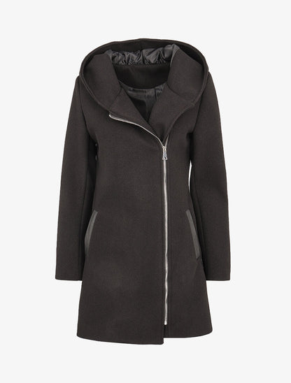 Manteau à poches en simili - Noir - 1