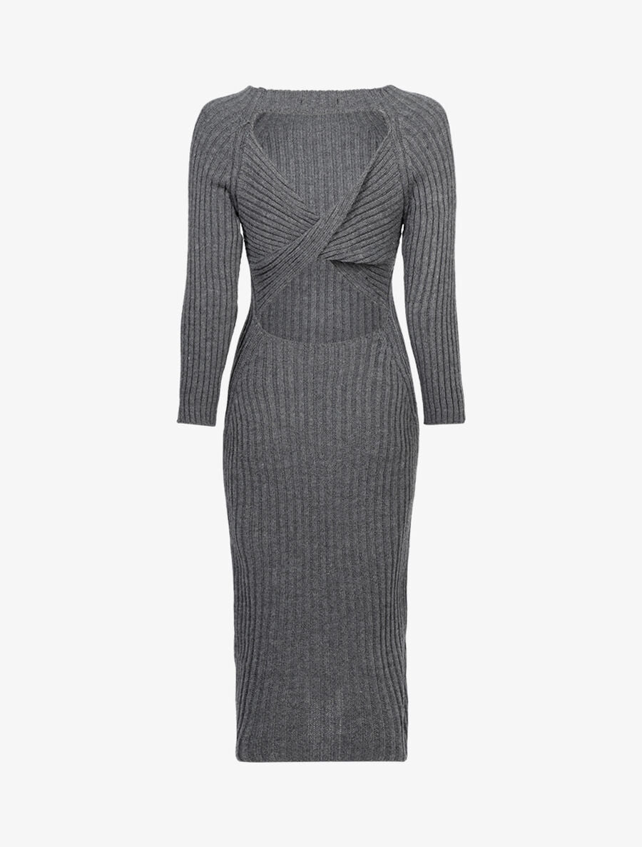 Robe à dos ajouré effet torsadé - Gris foncé - 2