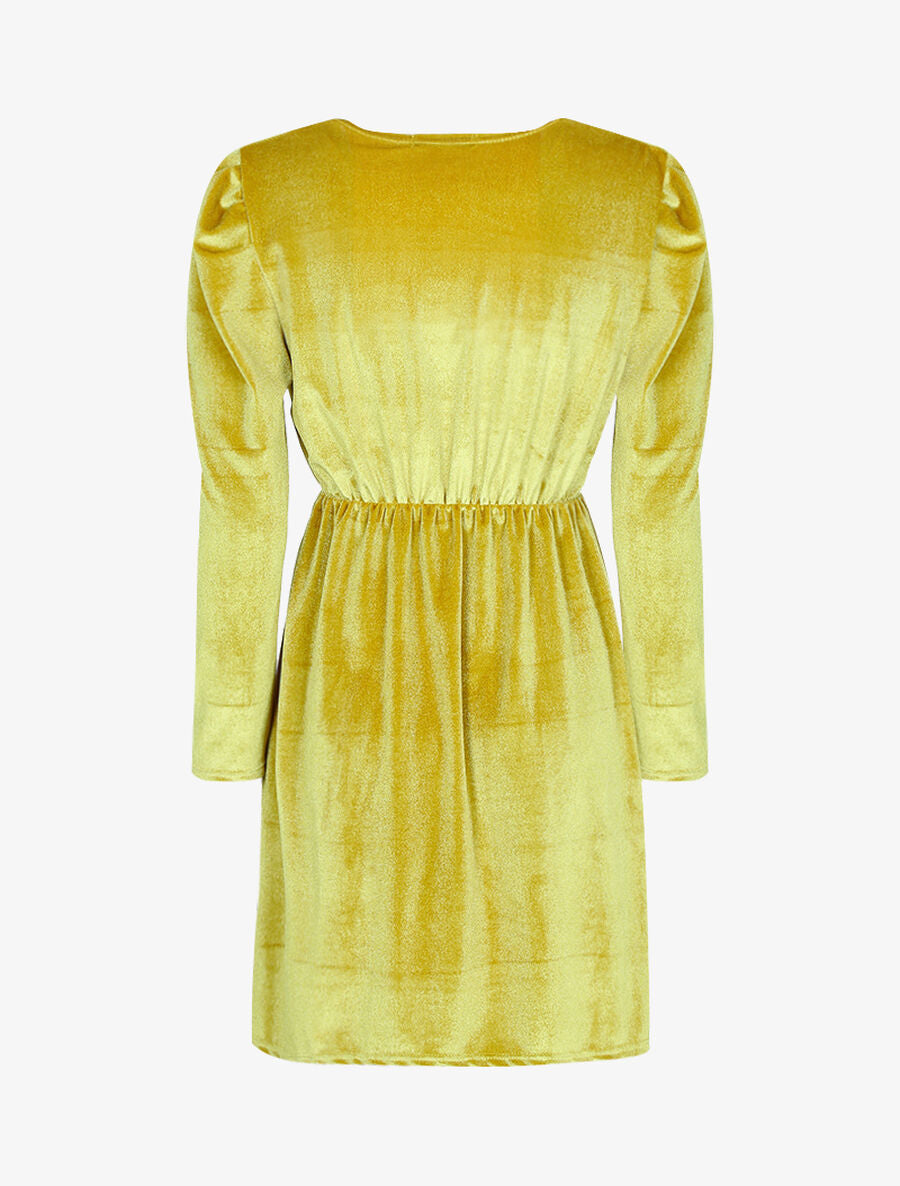 Robe patineuse effet velours - Jaune - 2