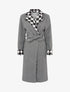 Veste longue à revers imprimé pied de poule - Gris chiné - 1