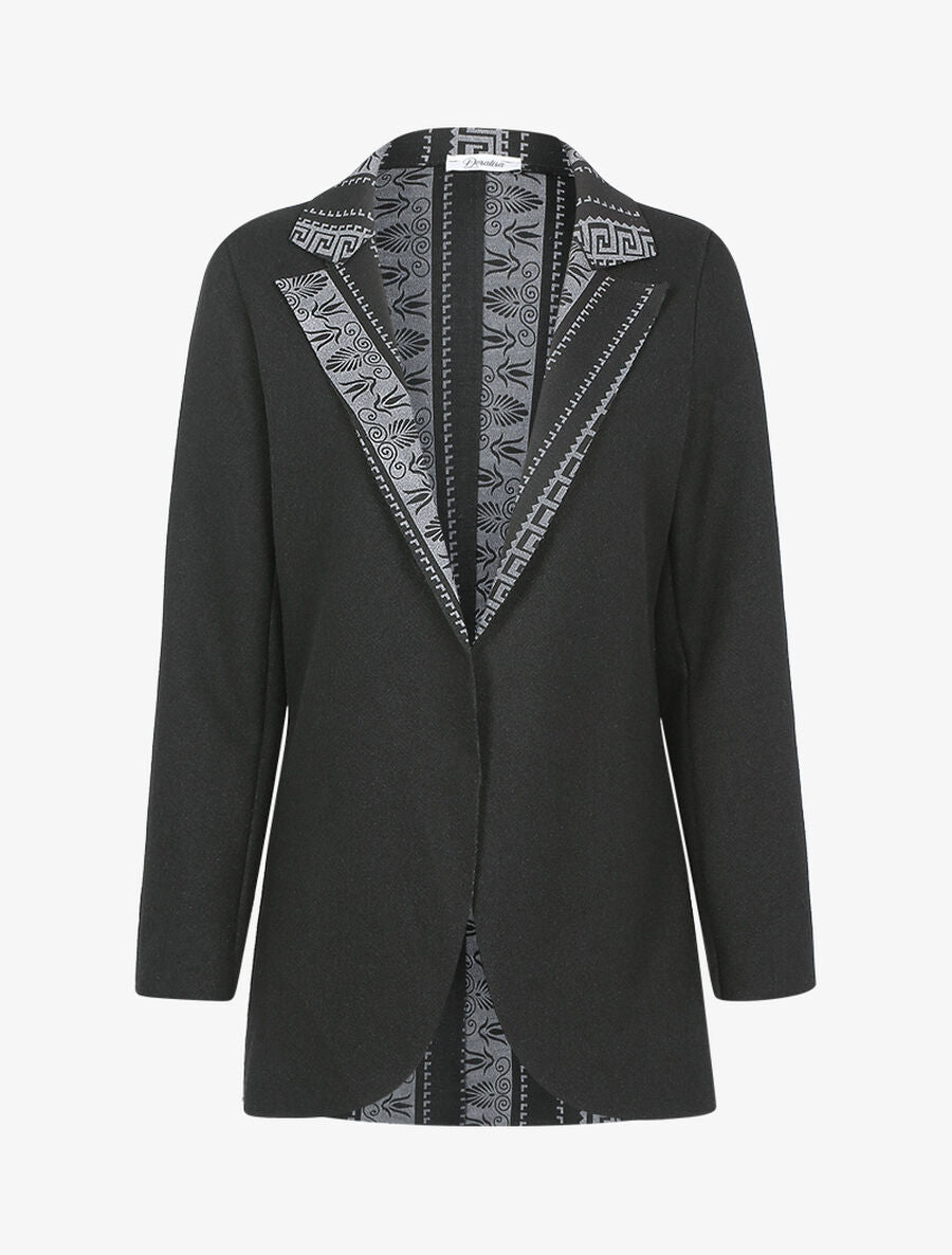 Manteau fin à intérieur imprimé - Noir - 1