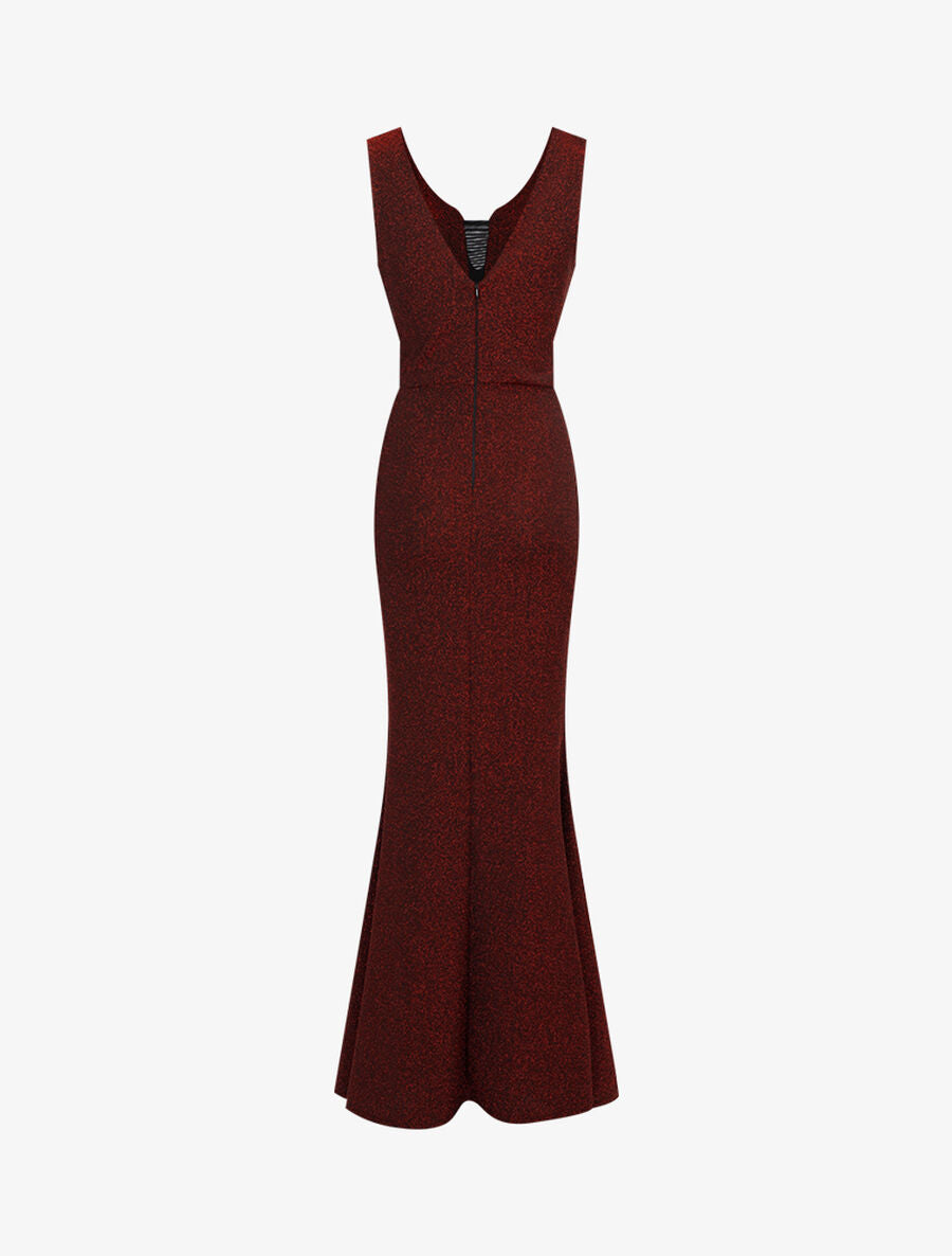 Robe sirène pailleté à décolleté transparent - Rouge - 2
