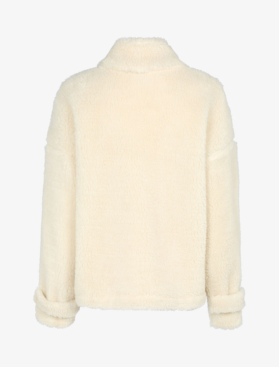Manteau duveteux à boutons - Beige - 2
