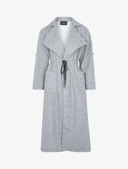 Manteau long à cordons de serrage - Gris clair - 1