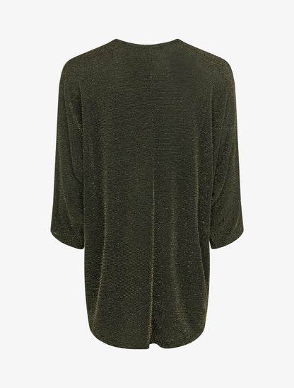 Top dolman pailleté à encolure zippée - Or - 2
