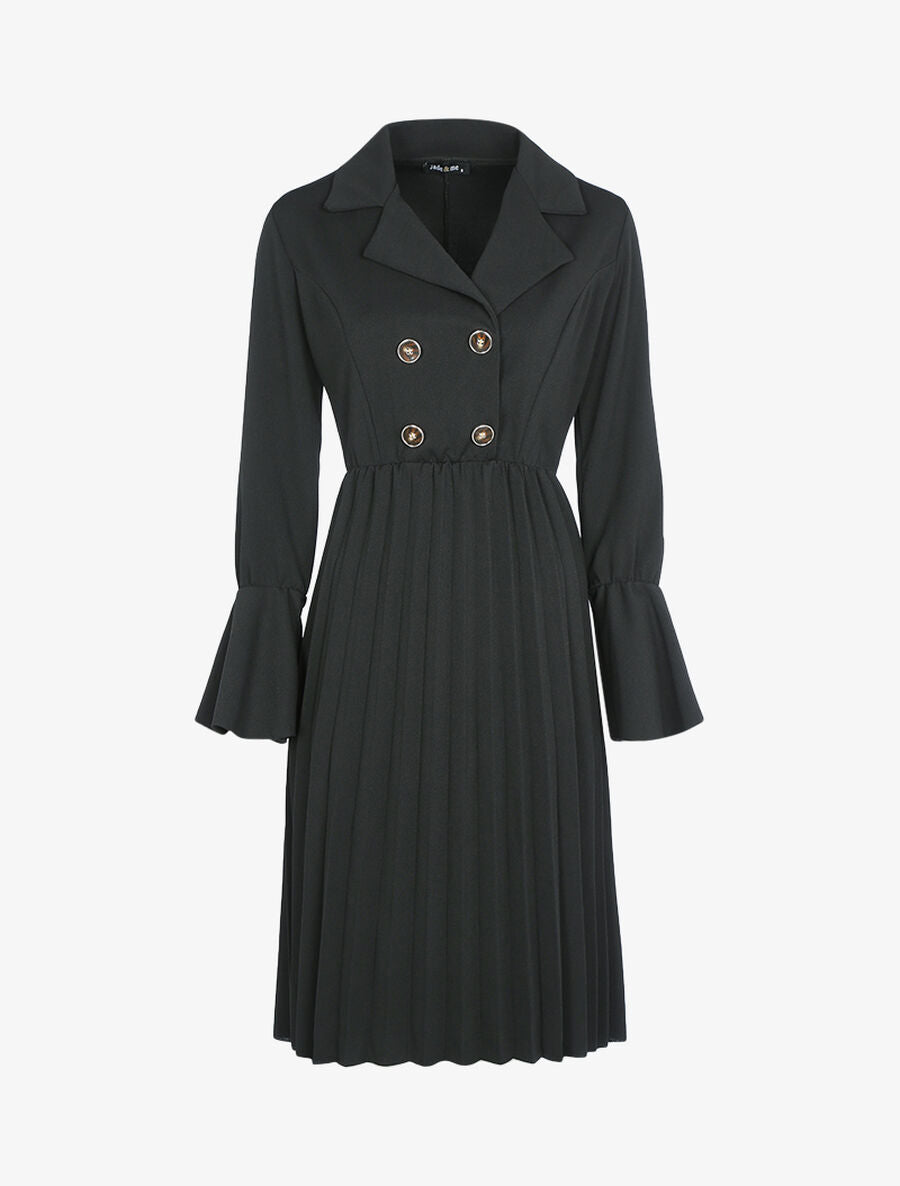 Robe style officier à bas gaufré - Noir - 1
