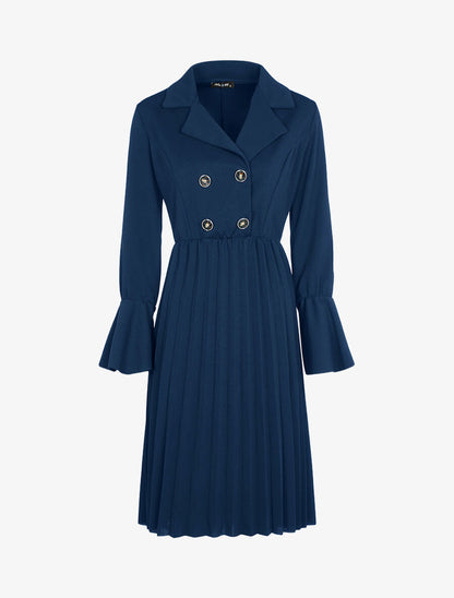 Robe style officier à bas gaufré - Marine - 1