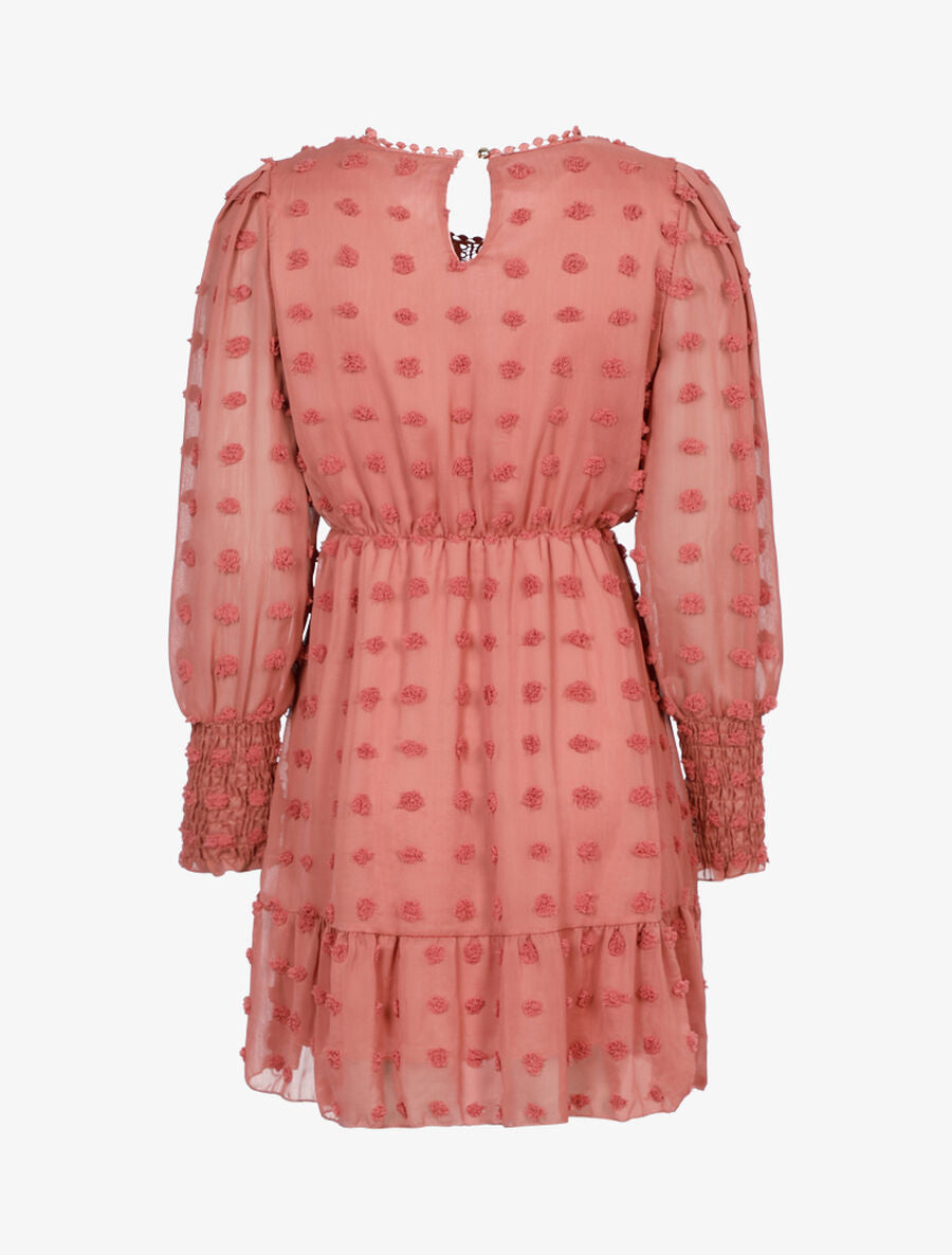 Robe patineuse en voile à reliefs - Vieux rose - 2
