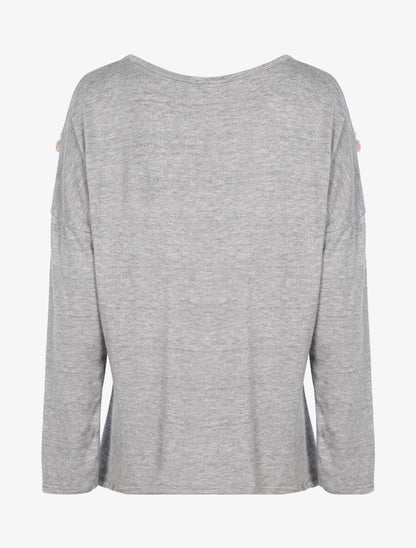 Pull oversize à gros sequins pailletés - Gris chiné - 2