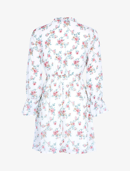 Robe patineuse à imprimé roses - Blanc - 2