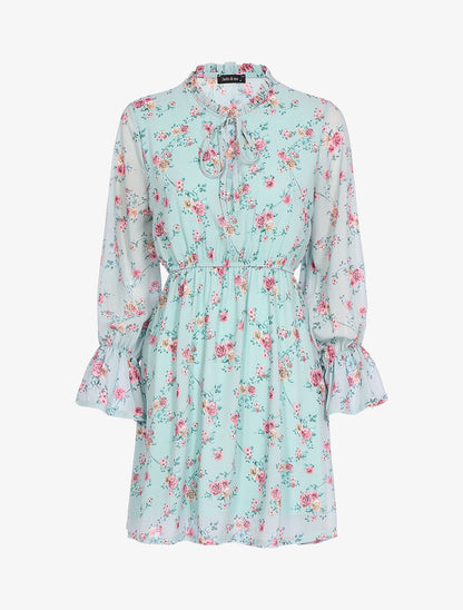 Robe patineuse à imprimé roses - Vert d&
