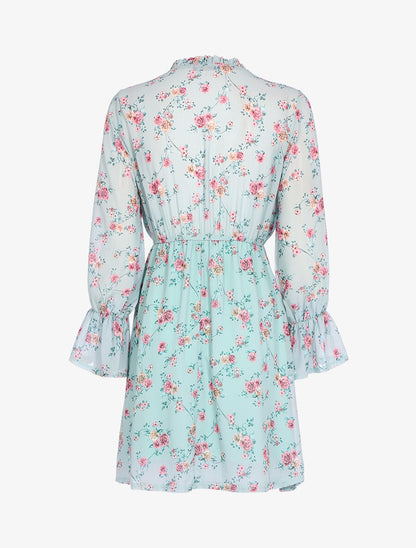 Robe patineuse à imprimé roses - Vert d&