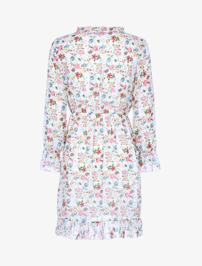 Robe portefeuille à imprimé printanier - Écru - 2
