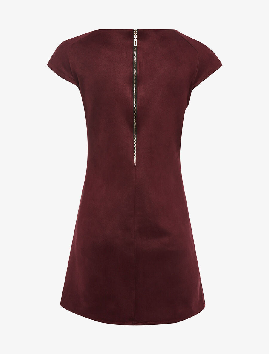 Robe daim chainette au col - aubergine - 2