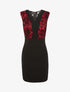 Robe buste dentelle en velours - noir/rouge - 1