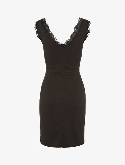 Robe encolure V dentelle - noir - 2