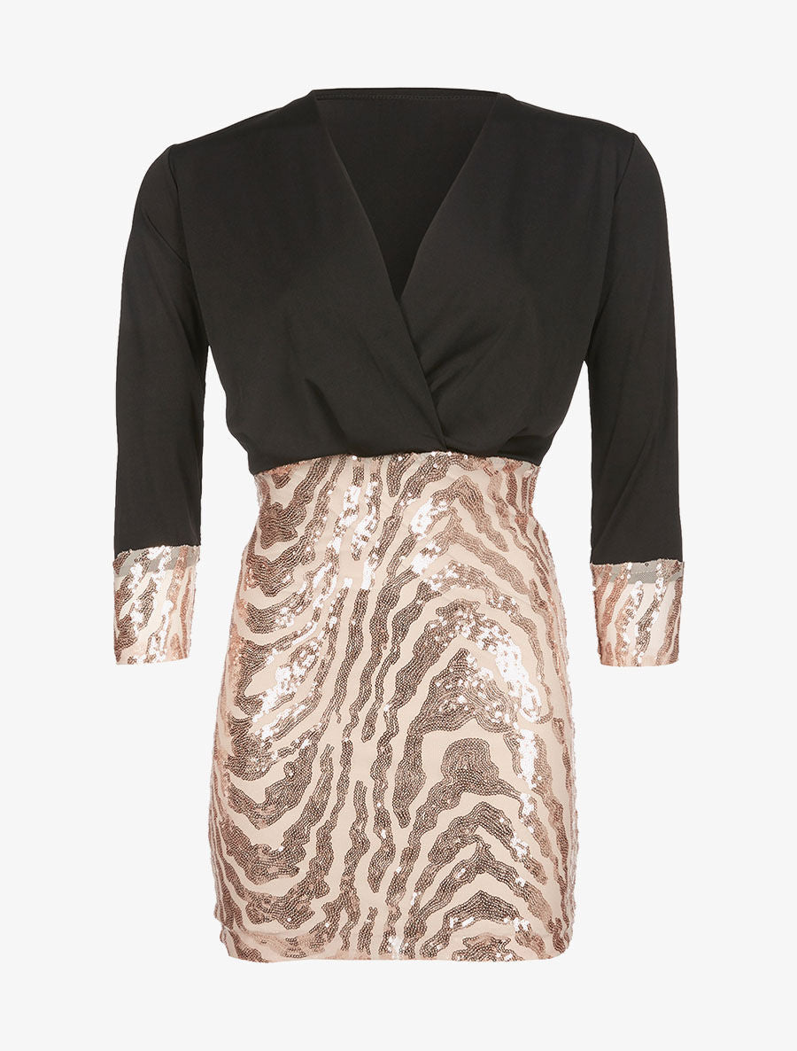 Robe bas à sequins - noir/beige - 1