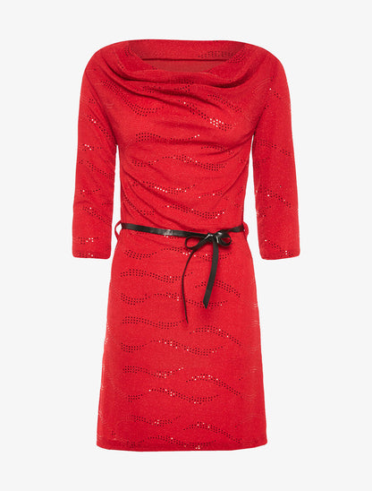 Robe bénitier pailletée - Rouge - 1