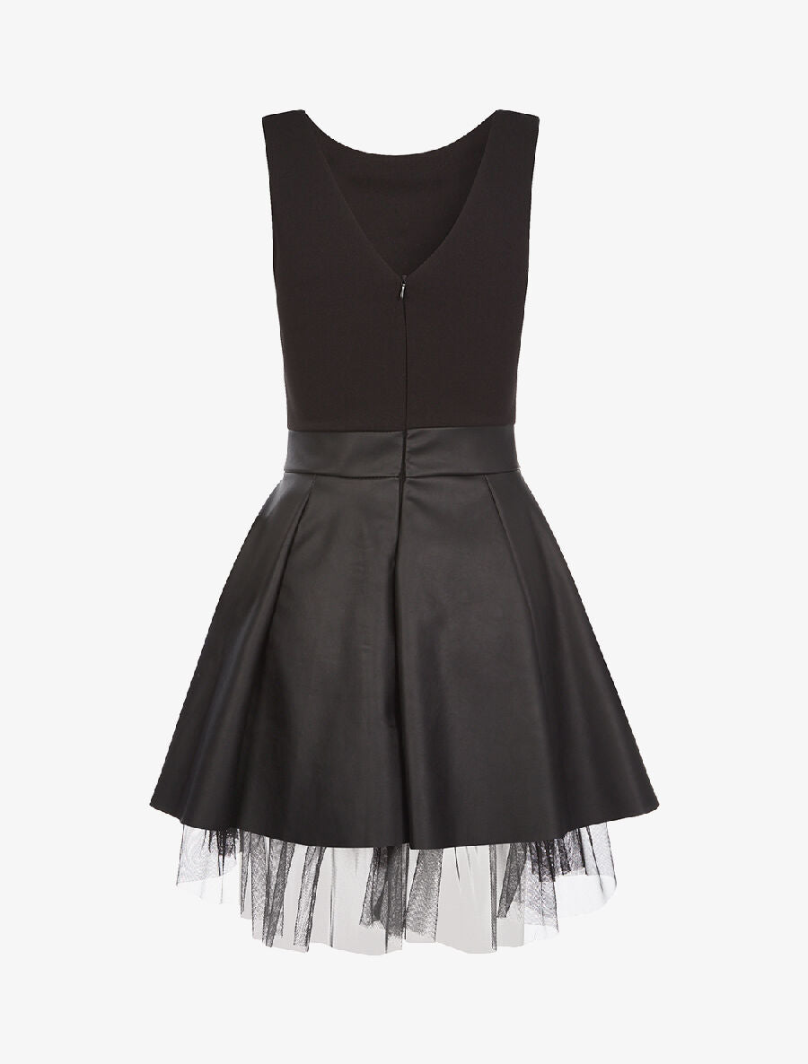 Robe bimatière et tulle - noir - 2