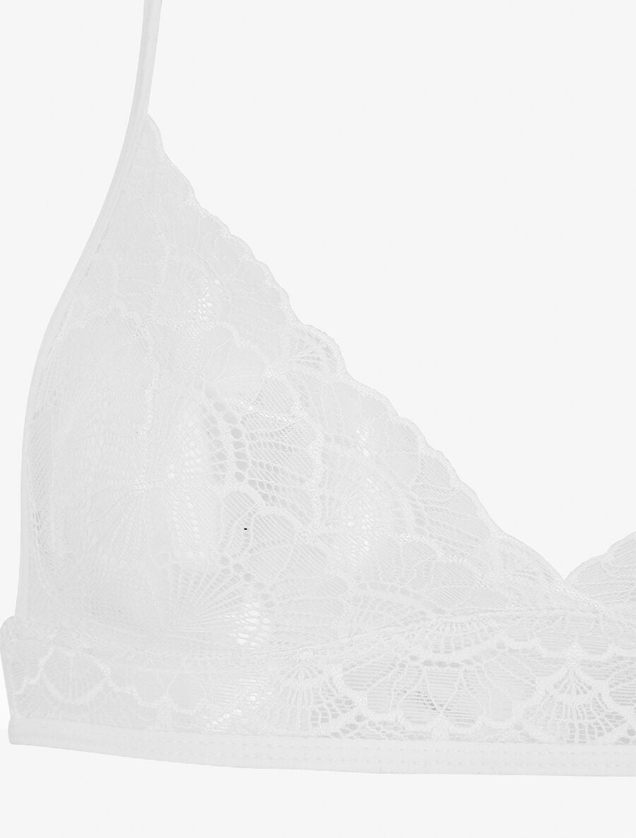 Ensemble soutien-gorge triangle et shorty en dentelle - Blanc - 4
