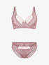 Ensemble push up en dentelle et noeud - Rose - 1