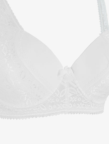 Ensemble push up en dentelle et noeud - Blanc - 3