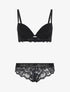 Ensemble push up en dentelle fleurie - Noir - 1