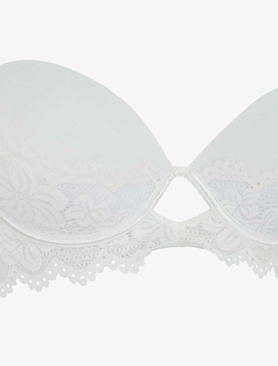 Ensemble push up en dentelle fleurie - Blanc - 4