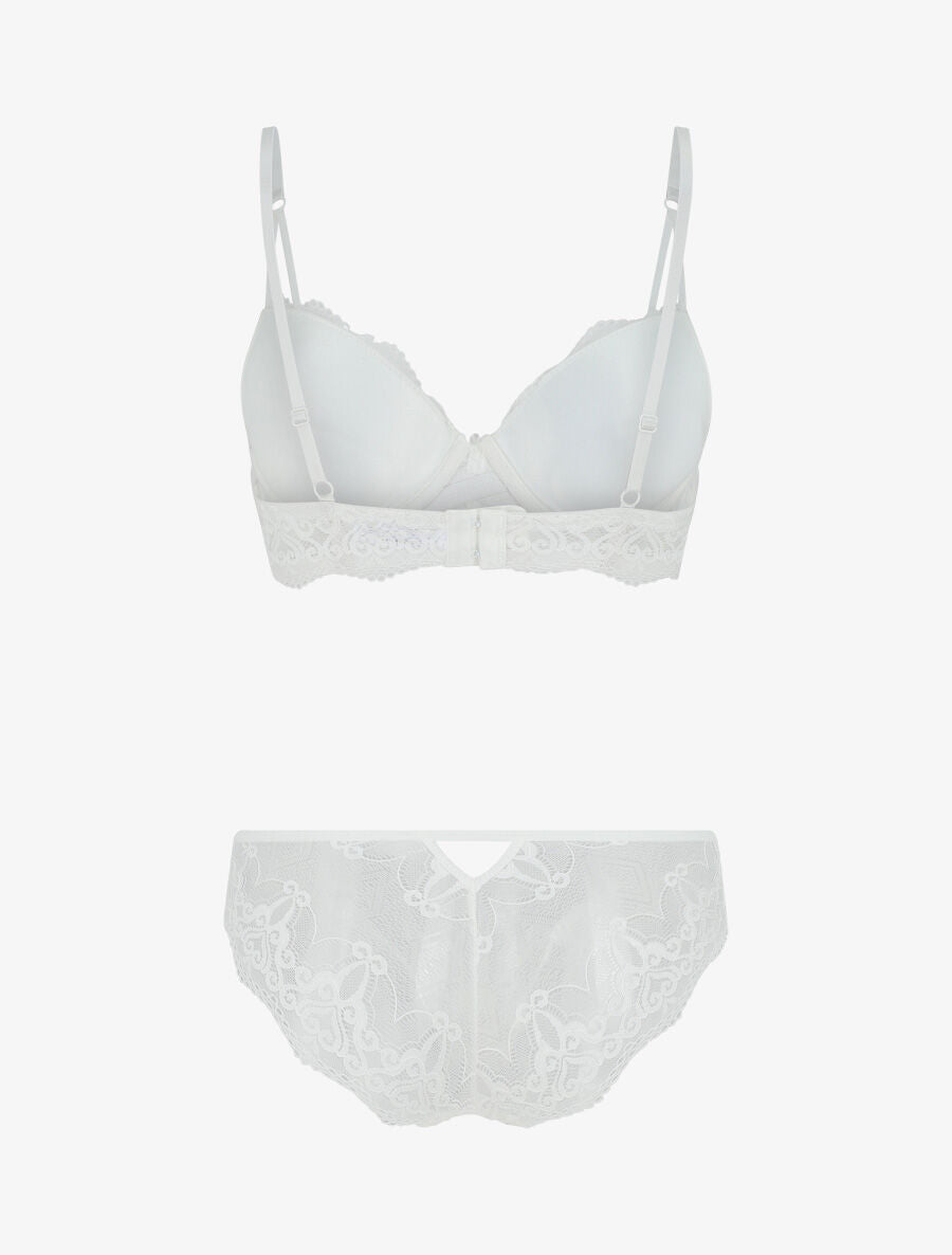 Ensemble push up en dentelle fantaisie - Blanc - 2