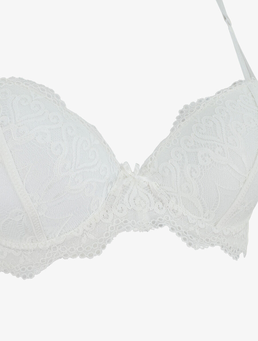 Ensemble push up en dentelle fantaisie - Blanc - 3