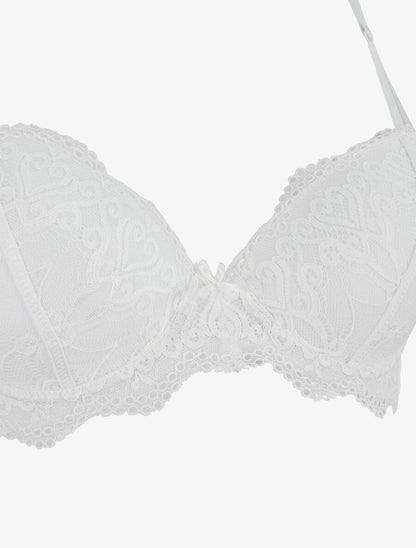 Ensemble push up en dentelle fantaisie - Blanc - 3