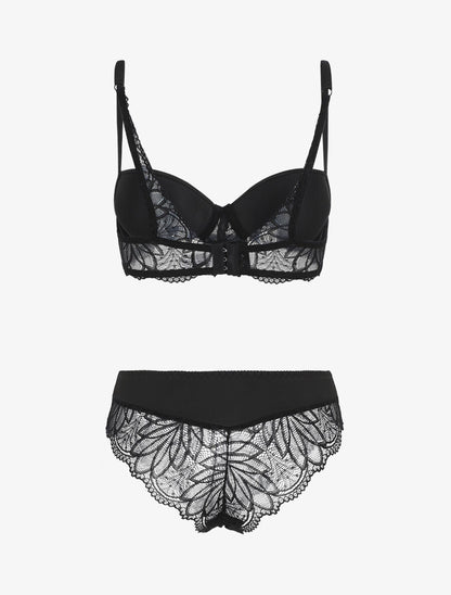 Ensemble push up en dentelle à motif graphique - Noir - 2