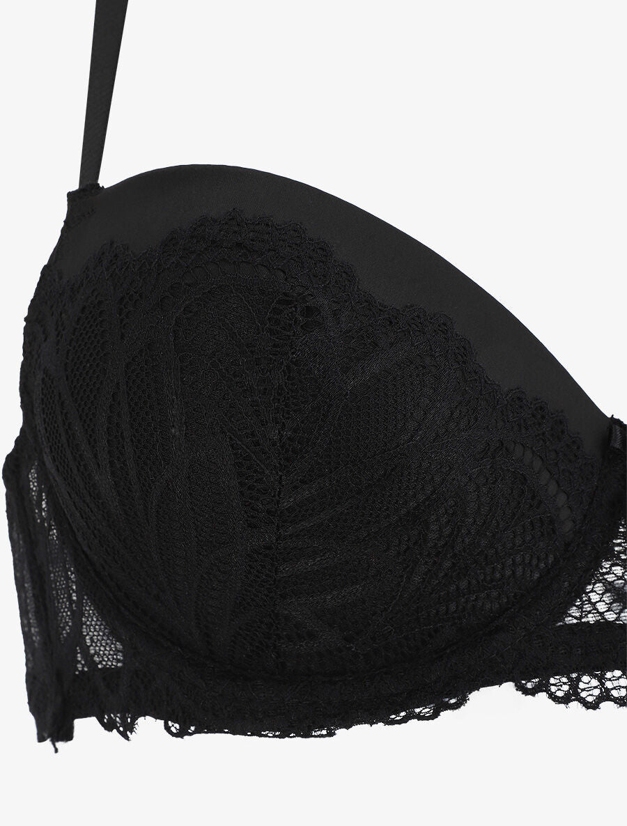 Ensemble push up en dentelle à motif graphique - Noir - 3