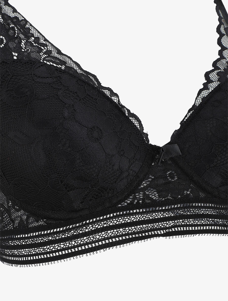 Ensemble emboitant en dentelle motif floral - Noir - 3
