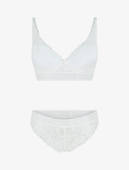 Ensemble emboitant en dentelle motif floral - Blanc - 4