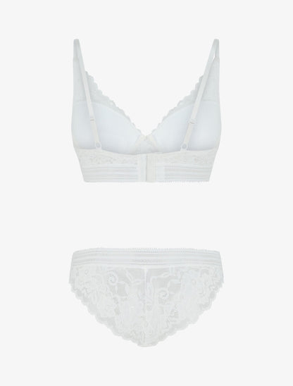 Ensemble emboitant en dentelle motif floral - Blanc - 2