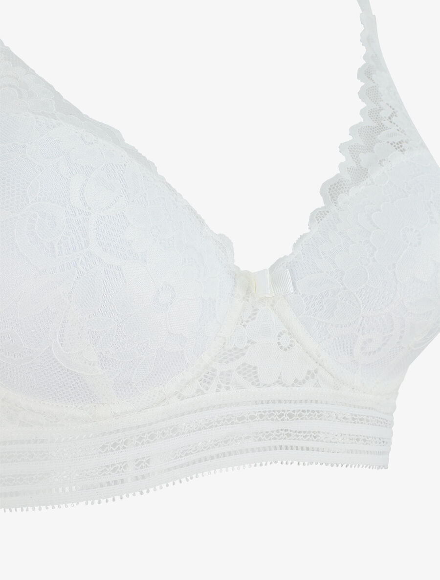 Ensemble emboitant en dentelle motif floral - Blanc - 3