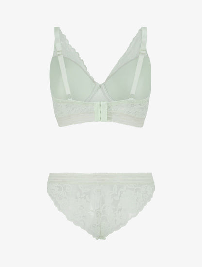 Ensemble push up uni en dentelle - Vert d&
