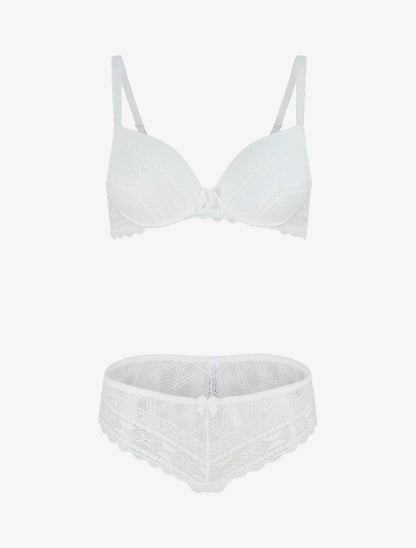 Ensemble lingerie à dentelle - Blanc - 5