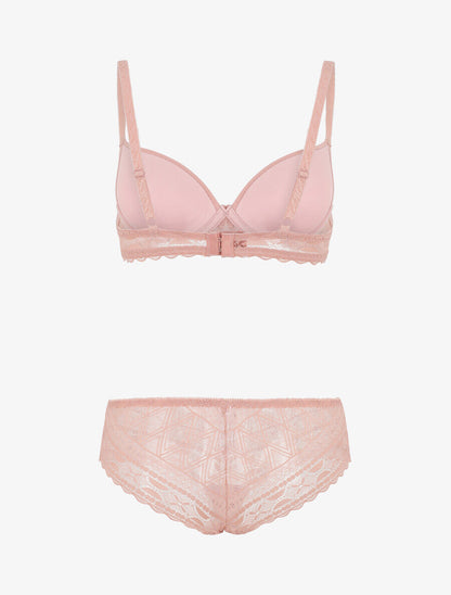 Ensemble lingerie à dentelle - Vieux rose - 3