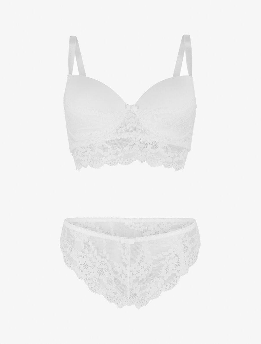 Ensemble push up et bande en dentelle - Blanc - 4