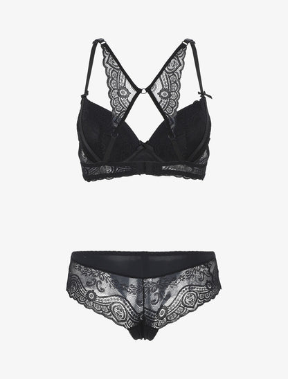 Ensemble push up dos nageur en dentelle - Noir - 2