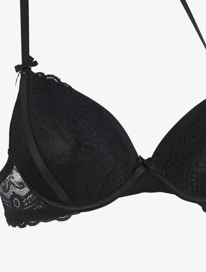 Ensemble push up dos nageur en dentelle - Noir - 3